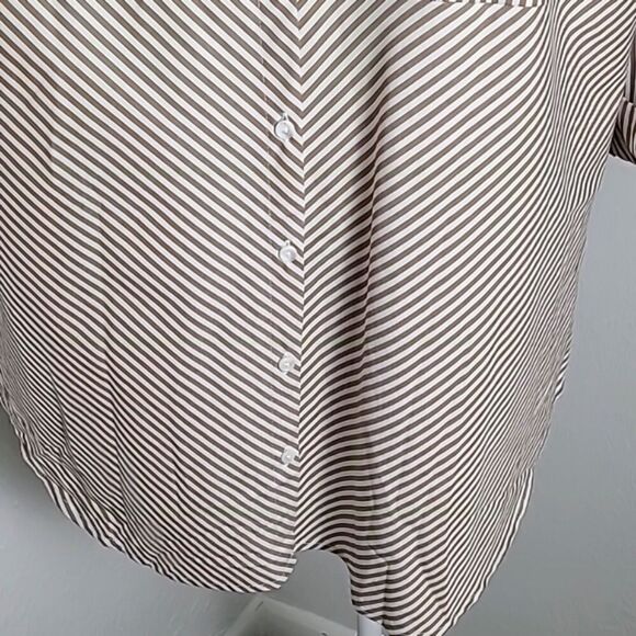 Catos Brown & White Stripe High-Low Shirt, Buttons Down the Back, Sz XL, NWT - Picture 8 of 12